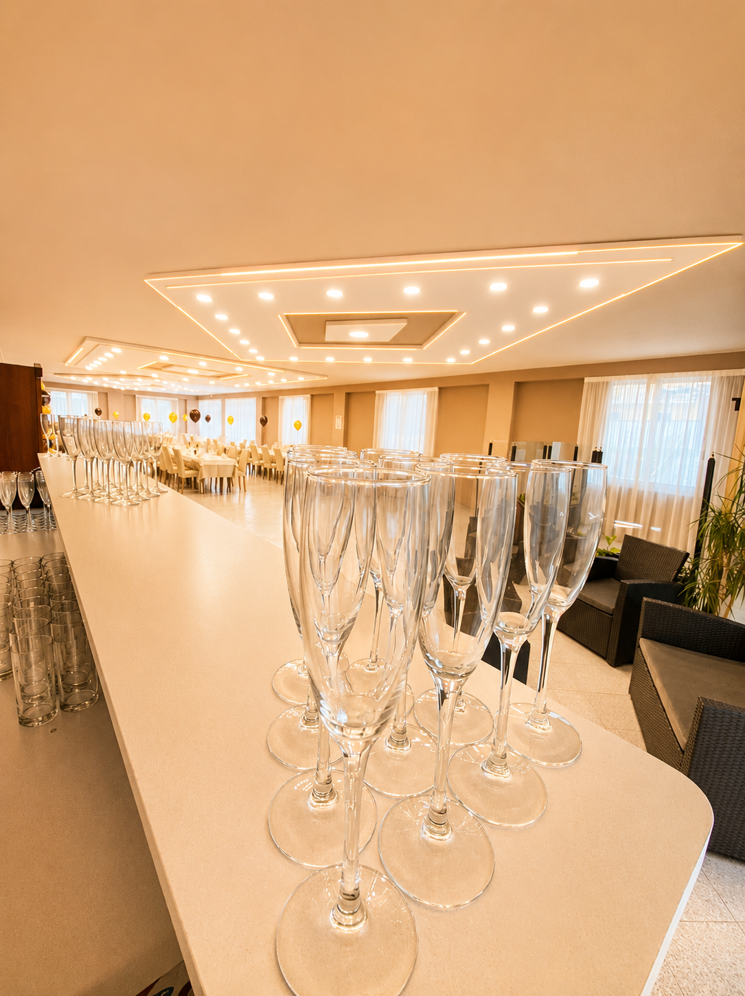 Da Remo dining room prepared for a celebration